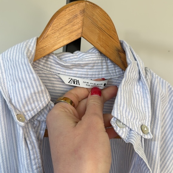 Zara blue and white striped button down oversized - Picture 3 of 4